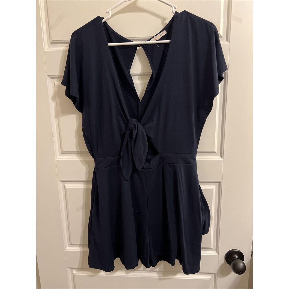 Copper Key Navy Flutter Sleeve Junior romper, size medium‎